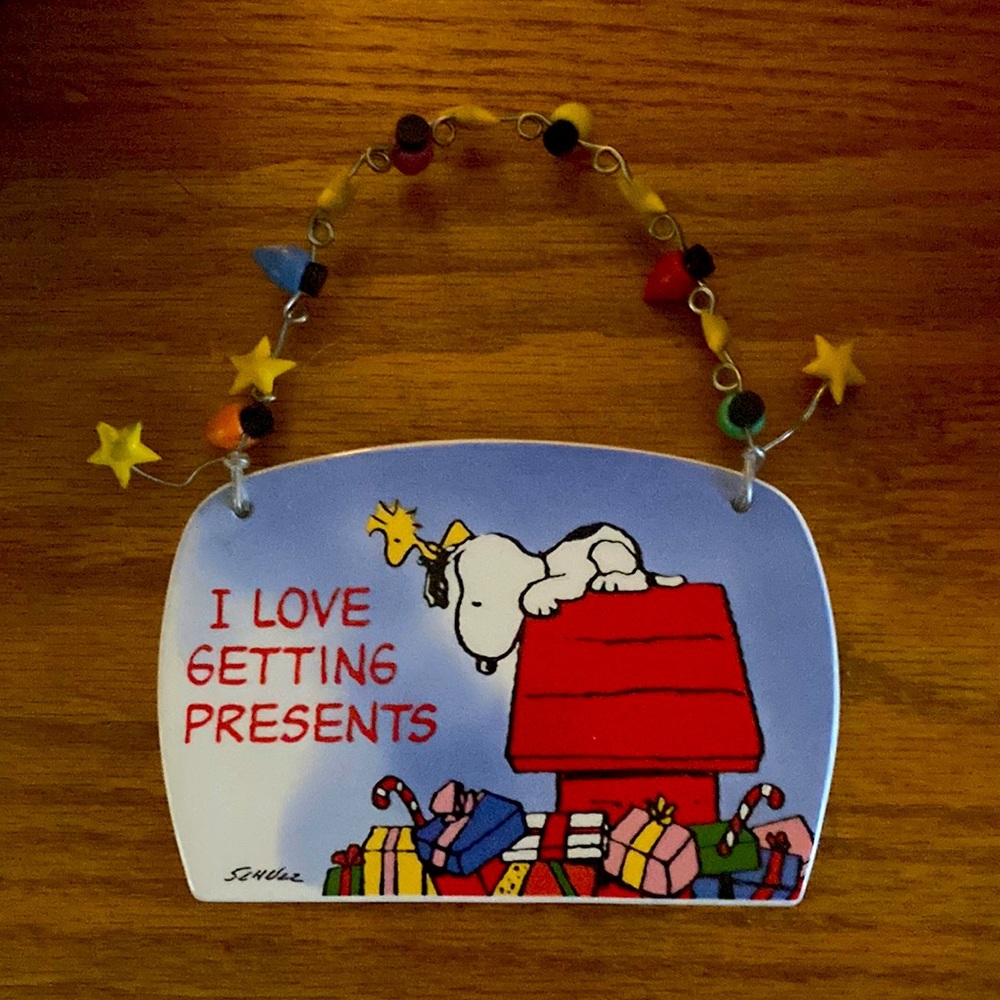 Snoopy Glass Christmas Sign